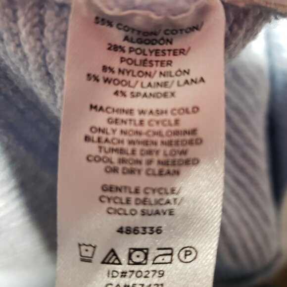 Loft M Tunic Sweater Light Blue Wool Blend Cowl Neck Long Sleeve Ribbed Medium - Picture 7 of 7